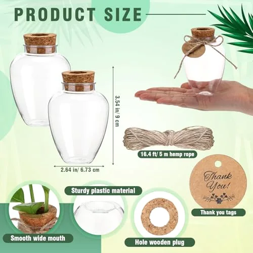 Big Plastic Plant Propagation Stations with Hole Lid Planter Vase Propagation Jars with Thank You Tags for Plant Lover Gifts for Women Office Home Garden view 7