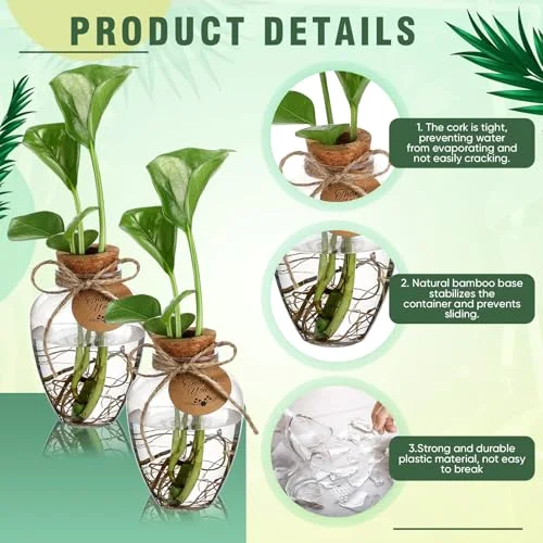 Big Plastic Plant Propagation Stations with Hole Lid Planter Vase Propagation Jars with Thank You Tags for Plant Lover Gifts for Women Office Home Garden view 8