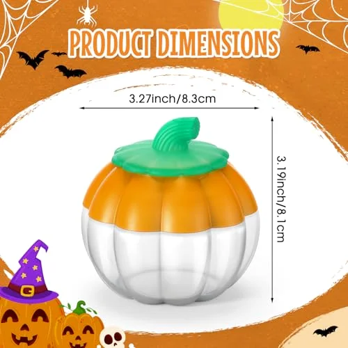 / Plastic Pumpkin Jar with Lids Halloween Pumpkin Candy Jar Small Cookie Containers Potion Bottles for Drinking Thanksgiving Gift Autumn Party Decoration view 2