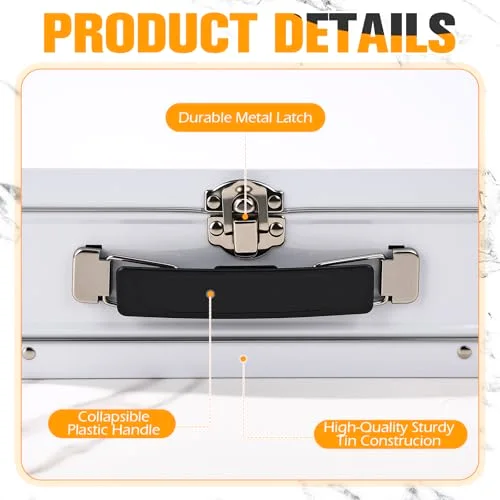 Metal Lunch Box Tin Lunch Box 8.1 x 5.9 x 3 Inches with Hinged Lids DIY Vintage Pale Mini Boxes for Men Women Adults Men () view 8