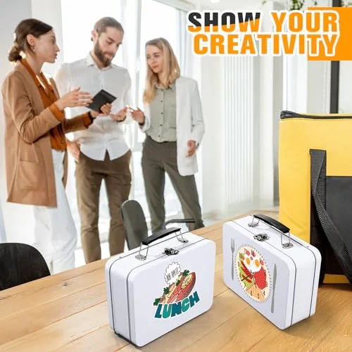 Metal Lunch Box Tin Lunch Box 8.1 x 5.9 x 3 Inches with Hinged Lids DIY Vintage Pale Mini Boxes for Men Women Adults Men () view 10