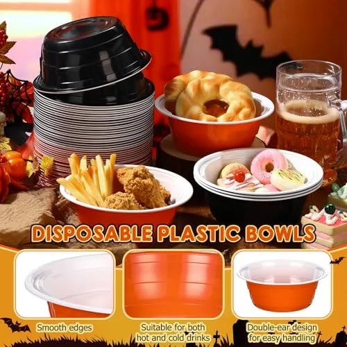 Halloween Party Cup Bowls Disposable Plastic Bowls for Snacks, Salads and Desserts for Birthday, Thanksgiving, Trick or Treat, Holiday Event( and) view 3