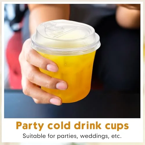 Plastic Cups with Lids,Sturdy Iced Coffee Cups with lids, Disposable Plastic Smoothie Cup for Cold Drinks view 10