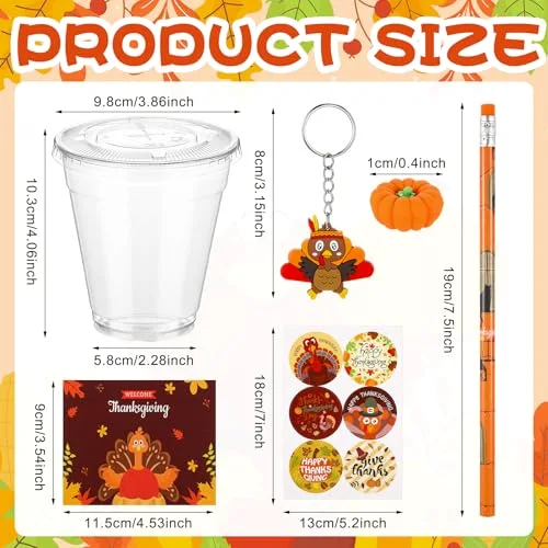 Thanksgiving Party Favor Friendsgiving Fall Autumn Stationery Pumpkin Maple Turkey Keychain Erasers Pencil Sticker Goodie Bag Filler Greeting Card Exchange Student Classrooms Gift view 4