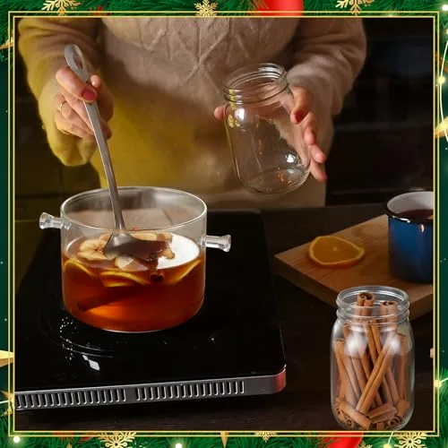 Christmas Simmer Pot Gift Include Glass Cooking Saucepan Mason Jars for Potpourri Xmas Card Berries for Christmas Holiday House Warming Thank You Gift Simmering Supplies view 5