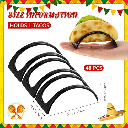 Single Taco Holder Stand Plastic Tray Plates Mexico Taco Holder for Tuesday Night Carnival Backyard Party Supplies, Dishwasher Microwave Safe view 2