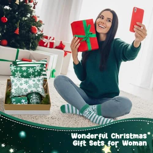 Christmas Gifts Bulk Christmas Coffee Mugs Enamel Cups Xmas Makeup Bags Santa Goodie Bags Xmas Socks Holiday Gift for Women Family Friend Holiday Winter Party() view 7