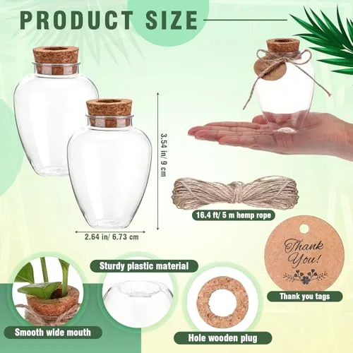 Big Plastic Plant Propagation Stations with Hole Lid Planter Vase Propagation Jars with Thank You Tags for Plant Lover Gifts for Women Office Home Garden view 2