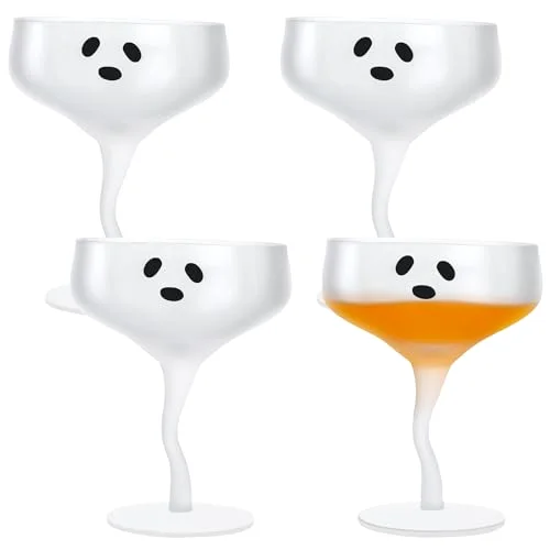 Halloween Ghost Martini Glasses Margarita Cups, Frosted