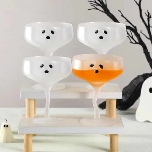 Halloween Ghost Martini Glasses Margarita Cups, Frosted view 3