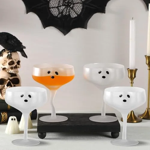 Halloween Ghost Martini Glasses Margarita Cups, Frosted view 4