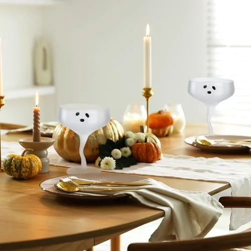 Halloween Ghost Martini Glasses Margarita Cups, Frosted view 5