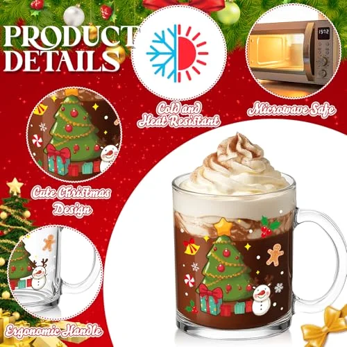 Christmas Glass Mugs with Handle,Xmas view 3