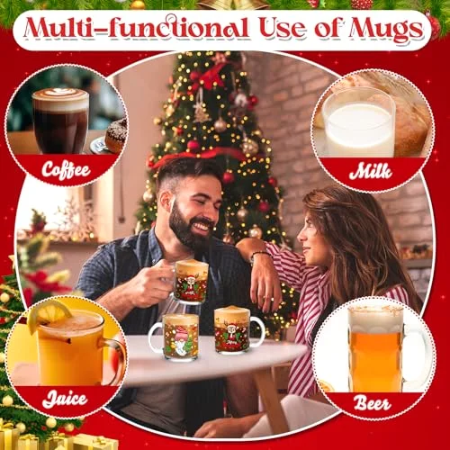 Christmas Glass Mugs with Handle,Xmas view 5