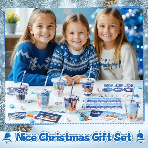 Christmas Classroom Gifts for Students Goodie Bag Fillers for Stocking Stuffer Xmas Party Supplies Goody Cups Pencil Eraser Keychain Sticker Greeting Card Gift Exchange Prize view 3