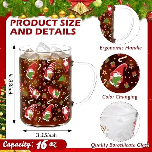 Classic Christmas Glass Mugs Color Changing view 7