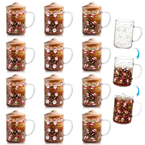 Classic Christmas Glass Mugs Color Changing