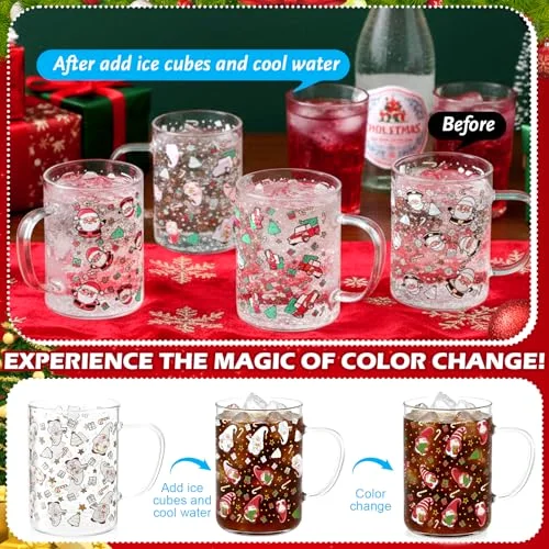 Classic Christmas Glass Mugs Color Changing view 3