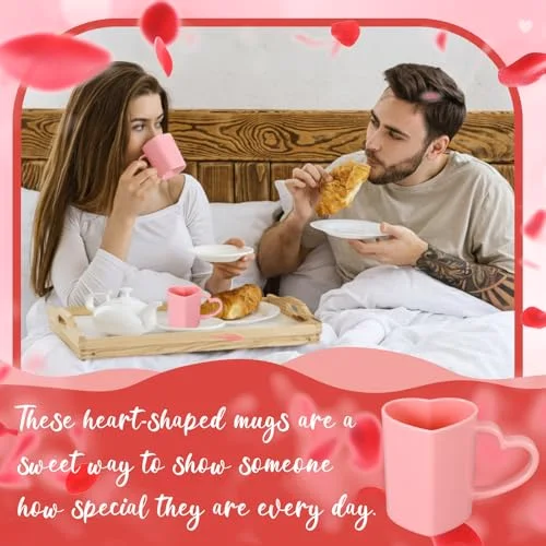 Valentine's Day Heart Shaped Mugs with Handles Reusable Love Heart Plastic Drinking Cups for Birthday Wedding Anniversary Party Supplies() view 3