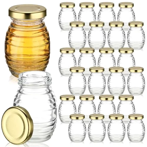 Mini Honey Jars Party Favors, Small Glass Honey Jar with Lids Empty Glass Jars for Baby Shower Wedding Bridal Shower and Birthday Party Favors