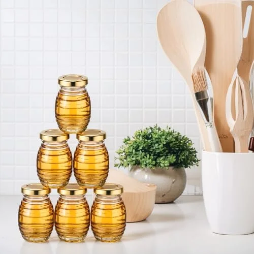 Mini Honey Jars Party Favors, Small Glass Honey Jar with Lids Empty Glass Jars for Baby Shower Wedding Bridal Shower and Birthday Party Favors view 5