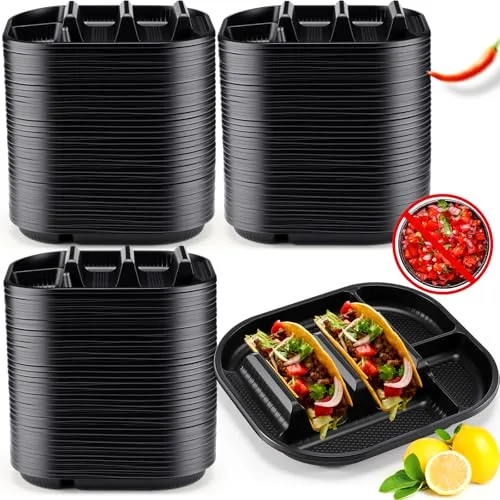 Disposable Taco Stands Holder Plates with 2 Dividers view 6