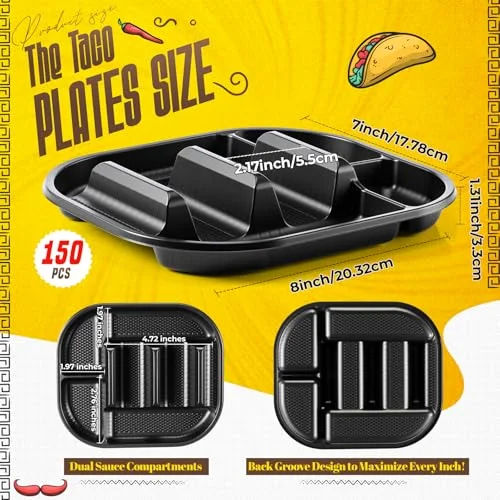 Disposable Taco Stands Holder Plates with 2 Dividers view 7
