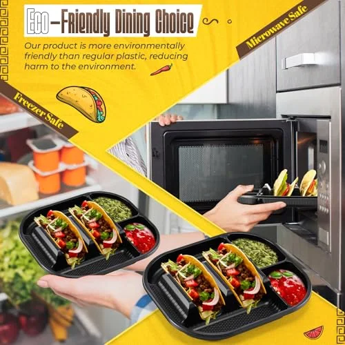 Disposable Taco Stands Holder Plates with 2 Dividers view 8