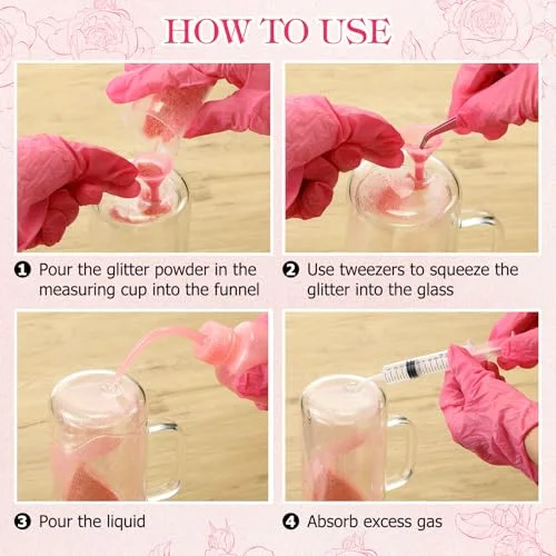 Snow Globe Tumbler DIY Kit Tumbler Squeeze Bottle, Glitter, Funnel Tweezer Silicone Cup Cradle Measuring Cup Glove Flashlight Buffer for Beginner(,Cute) view 8