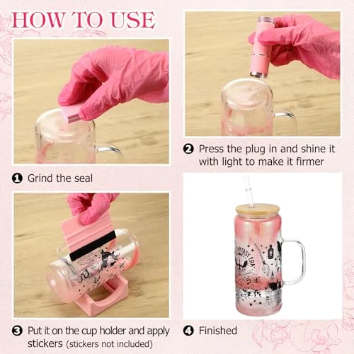 Snow Globe Tumbler DIY Kit Tumbler Squeeze Bottle, Glitter, Funnel Tweezer Silicone Cup Cradle Measuring Cup Glove Flashlight Buffer for Beginner(,Cute) view 9