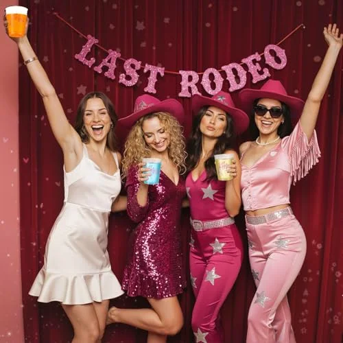 16 Bachelorette Party Plastic Cups Frosted Cute Bach Party Drinkware Reusable Cups Supplies Bridal Shower Favors Engagement Decorations Gift (,Last Rodeo) view 4