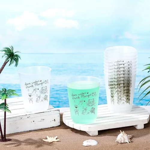 32 Bachelorette Party Cups Margarita and Matrimony Frosted Plastic Cute Bach Party Drinkware Reusable Cups Supplies Bridal Shower Favors Engagement Decorations Gift( Margs) view 2