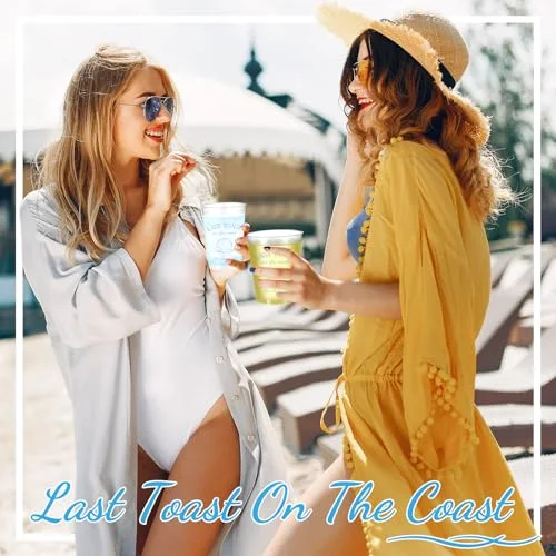 32 Bachelorette Party Cups Last Toast on the Coast Frosted Plastic Cute Bach Party Drinkware Reusable Cups Supplies Bridal Shower Favors Engagement Decorations Gift( Shell) view 5