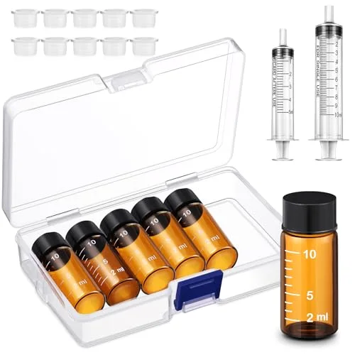 Liquid Medicine Travel Container Scale Glass Bottles, Single Dose Medicine Bottles Dispenser with Leak-proof Plug and& Plastic Syringe Travel Essentials Accessories() view 6