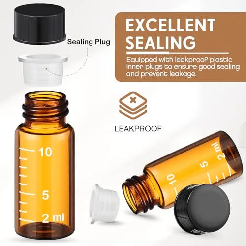 Liquid Medicine Travel Container Scale Glass Bottles, Single Dose Medicine Bottles Dispenser with Leak-proof Plug and& Plastic Syringe Travel Essentials Accessories() view 8