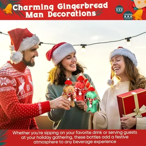 Christmas Plastic Bottles with Straws Set Including Reusable Drink Empty Bottles Straws and Caps for Christmas Party Milk Juicing Drinking view 5