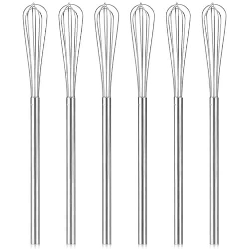 Mini Small Whisk Long Handle Stainless Steel Egg Whisks Egg Beater Coffee Wire Whisk, Great for Blending, Whisking, Beating, or Stirring Eggs Mixing Salad Dressings, Sauces