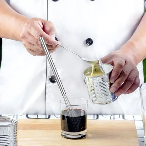 Mini Small Whisk Long Handle Stainless Steel Egg Whisks Egg Beater Coffee Wire Whisk, Great for Blending, Whisking, Beating, or Stirring Eggs Mixing Salad Dressings, Sauces view 3