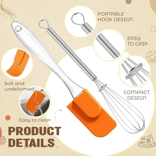 Mini Silicone Spatula Stainless Steel Whisk Set, 7" Bulk view 3