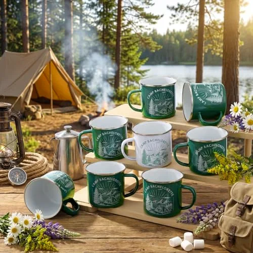 Camp Bachelorette Decorations Enamel Mugs Portable Smooth Rim Enamel Mug for Bridesmaids Bridal Wedding Gifts Friend Bachelorette Gift Party (Classical) view 7