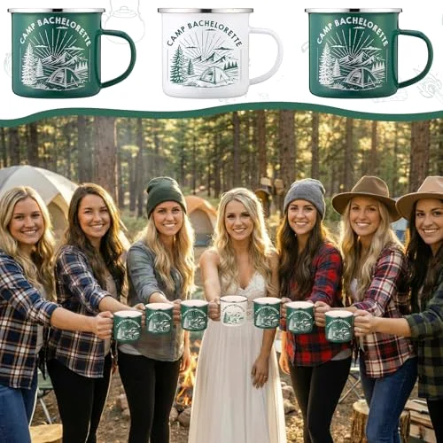 Camp Bachelorette Decorations Enamel Mugs Portable Smooth Rim Enamel Mug for Bridesmaids Bridal Wedding Gifts Friend Bachelorette Gift Party (Classical) view 8
