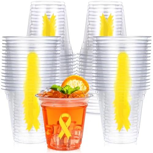 Ribbon Awareness Plastic Cups Bulk Childhood Cancer Awareness Products Ribbon Disposable Cups for Society Events Groups Fundraisers Party Supplies