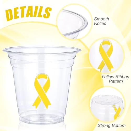 Ribbon Awareness Plastic Cups Bulk Childhood Cancer Awareness Products Ribbon Disposable Cups for Society Events Groups Fundraisers Party Supplies view 3