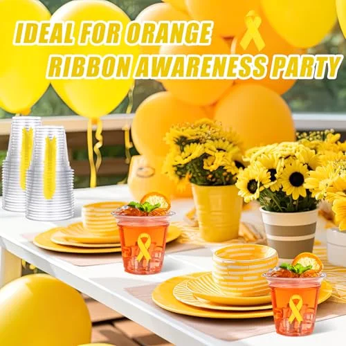 Ribbon Awareness Plastic Cups Bulk Childhood Cancer Awareness Products Ribbon Disposable Cups for Society Events Groups Fundraisers Party Supplies view 4