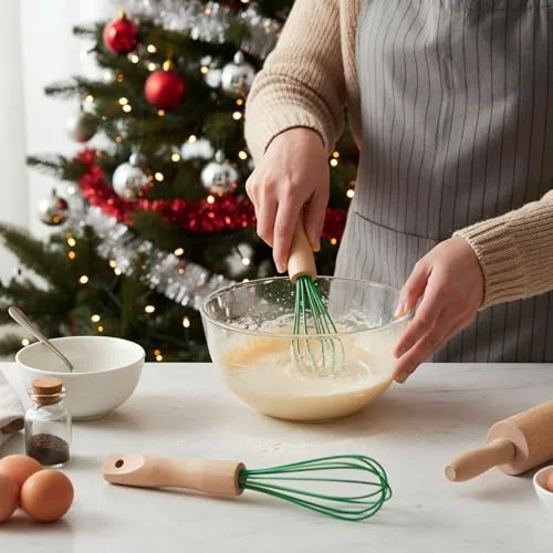 Baking Gifts Set Includes Silicone Whisk with Wood Handle Wi Stainless Steel Whisk Set Greeting Cards Plastic Bags for Party Birthday Christmas Stuffers Gift() view 4