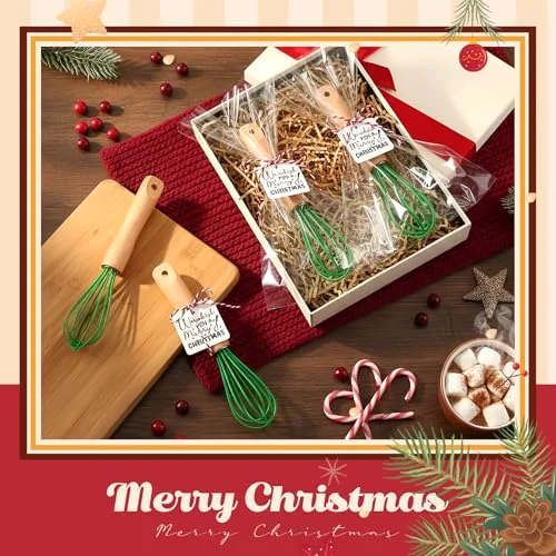 Baking Gifts Set Includes Silicone Whisk with Wood Handle Wi Stainless Steel Whisk Set Greeting Cards Plastic Bags for Party Birthday Christmas Stuffers Gift() view 5