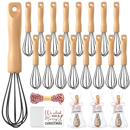 Baking Gifts Set Includes Silicone Whisk with Wood Handle Wi Stainless Steel Whisk Set Greeting Cards Plastic Bags for Party Birthday Christmas Stuffers Gift() view 6