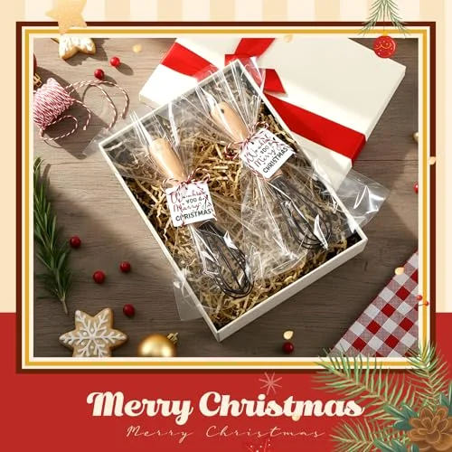 Baking Gifts Set Includes Silicone Whisk with Wood Handle Wi Stainless Steel Whisk Set Greeting Cards Plastic Bags for Party Birthday Christmas Stuffers Gift() view 10