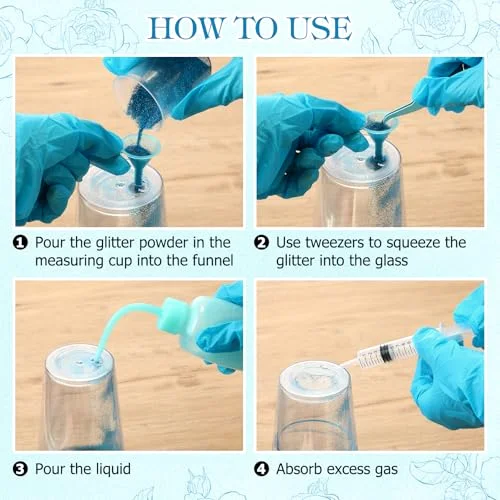 Snow Globe Tumbler DIY Kit Tumbler Squeeze Bottle, Glitter, Funnel Tweezer Silicone Cup Cradle Measuring Cup Glove Flashlight Buffer for Beginner(,Cute) view 4