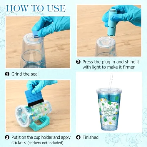 Snow Globe Tumbler DIY Kit Tumbler Squeeze Bottle, Glitter, Funnel Tweezer Silicone Cup Cradle Measuring Cup Glove Flashlight Buffer for Beginner(,Cute) view 5